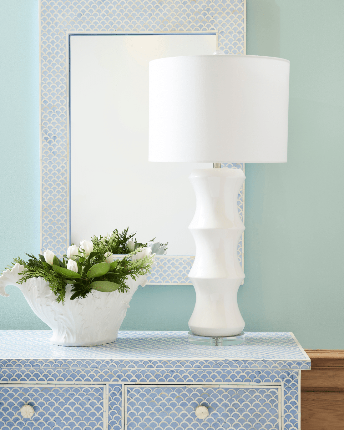 Crown Mirror - Blue - Marble Lotus - Crown Mirror - Blue