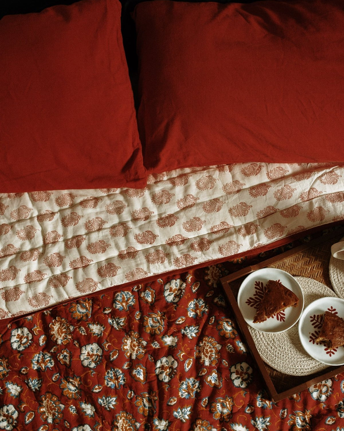 Dahlia Block Printed Quilt - Marble Lotus - Dahlia Block Printed Quilt