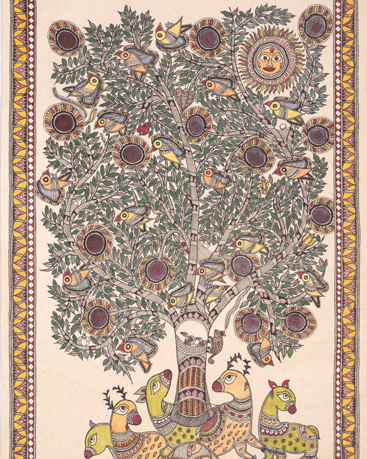 Deer and Birds at Rest - Marble Lotus - Deer and Birds at Rest
