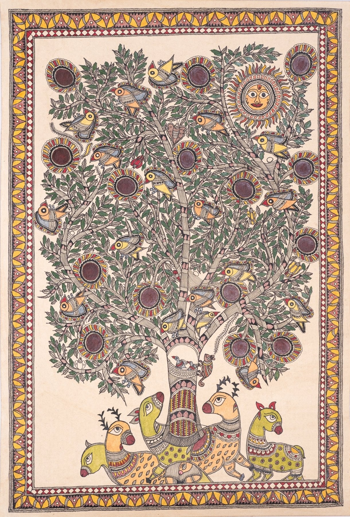 Deer and Birds at Rest - Marble Lotus - Deer and Birds at Rest