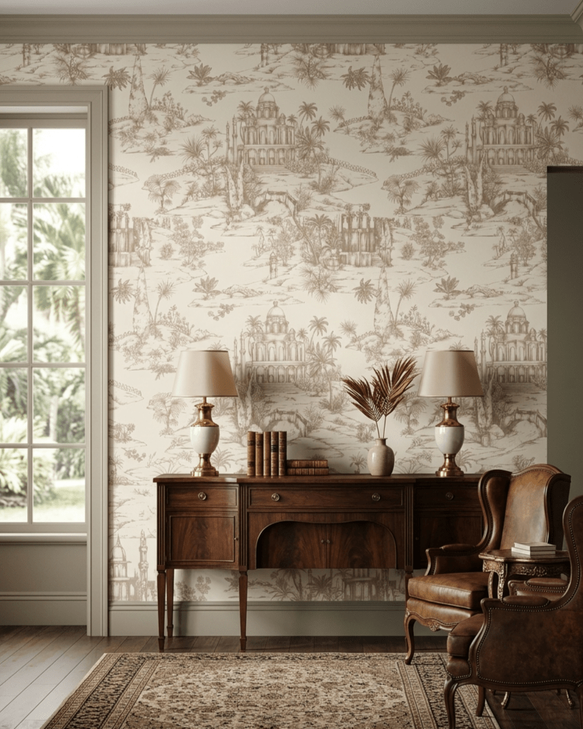 Delhi on Toile – Beige - Marble Lotus - Delhi on Toile – Beige
