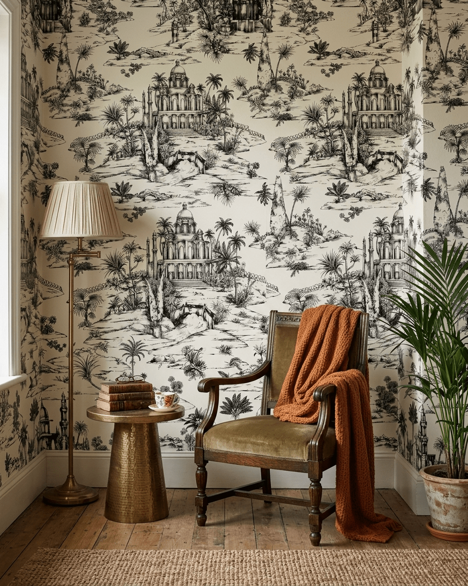 Delhi on Toile – Black and White - Marble Lotus - Delhi on Toile – Black and White
