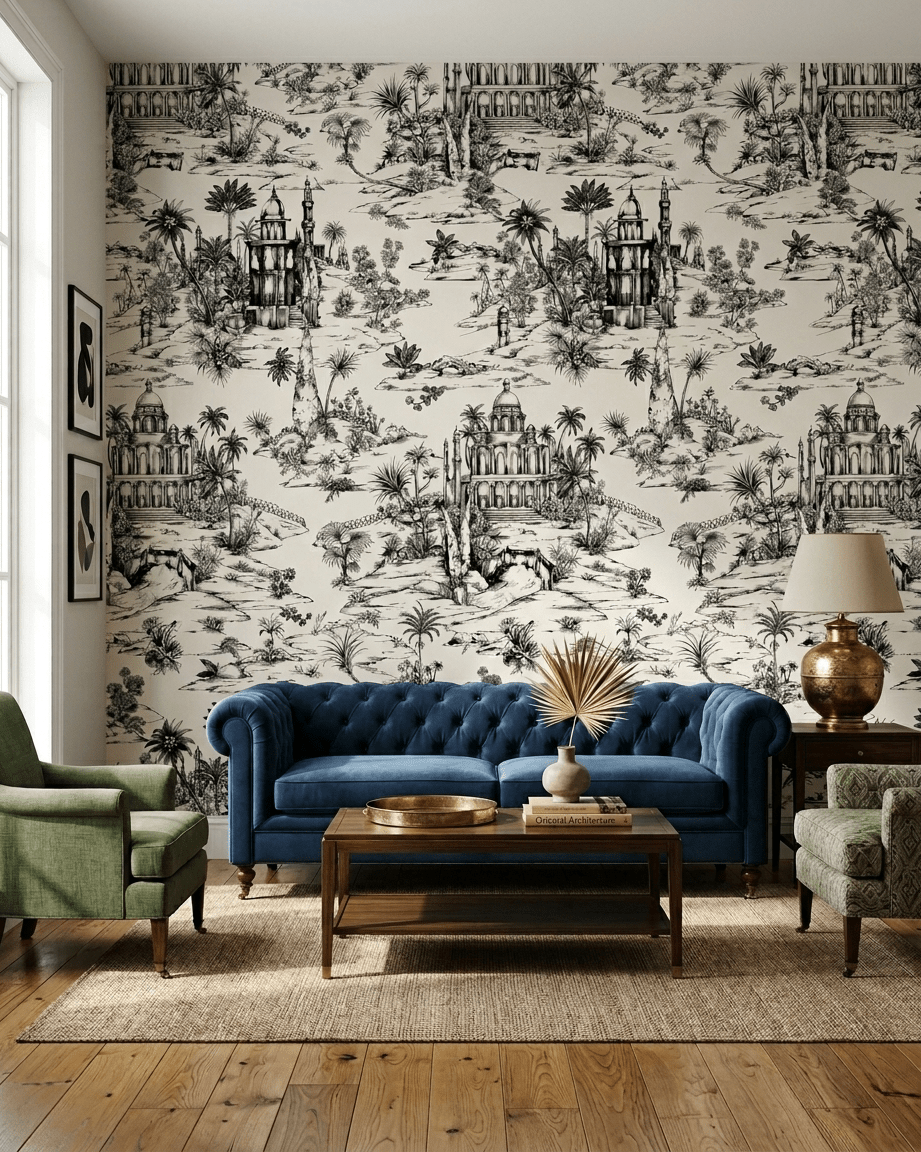 Delhi on Toile – Black and White - Marble Lotus - Delhi on Toile – Black and White