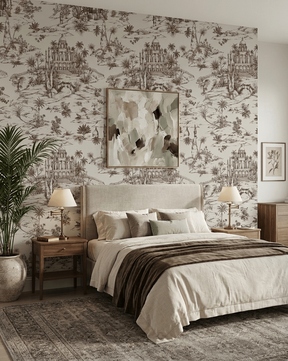Delhi on Toile – Brown on Beige - Marble Lotus - Delhi on Toile – Brown on Beige