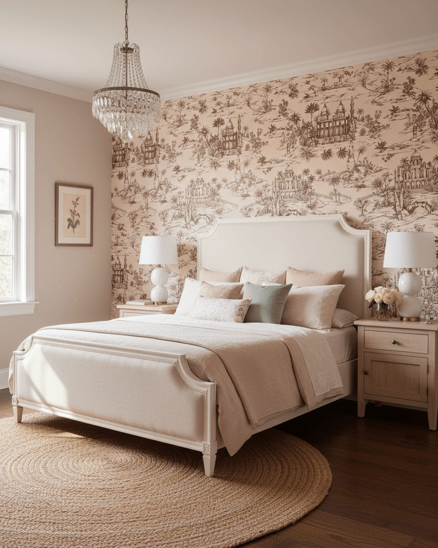 Delhi on Toile - Brown on Dusty Pink - Marble Lotus - Delhi on Toile - Brown on Dusty Pink