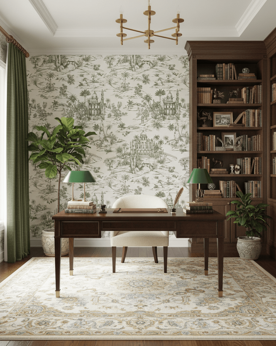 Delhi on Toile - Sage Green on White - Marble Lotus - Delhi on Toile - Sage Green on White