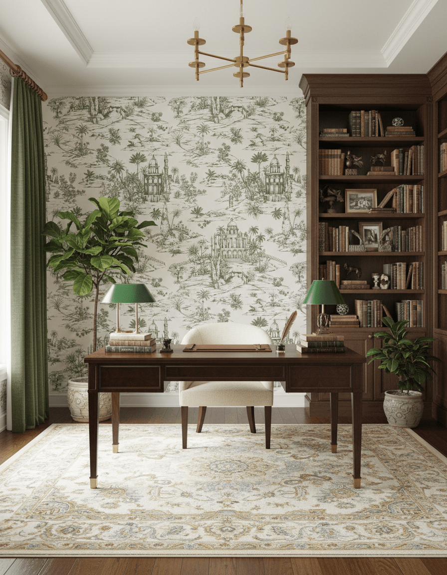 Delhi on Toile - Sage Green on White - Marble Lotus - Delhi on Toile - Sage Green on White