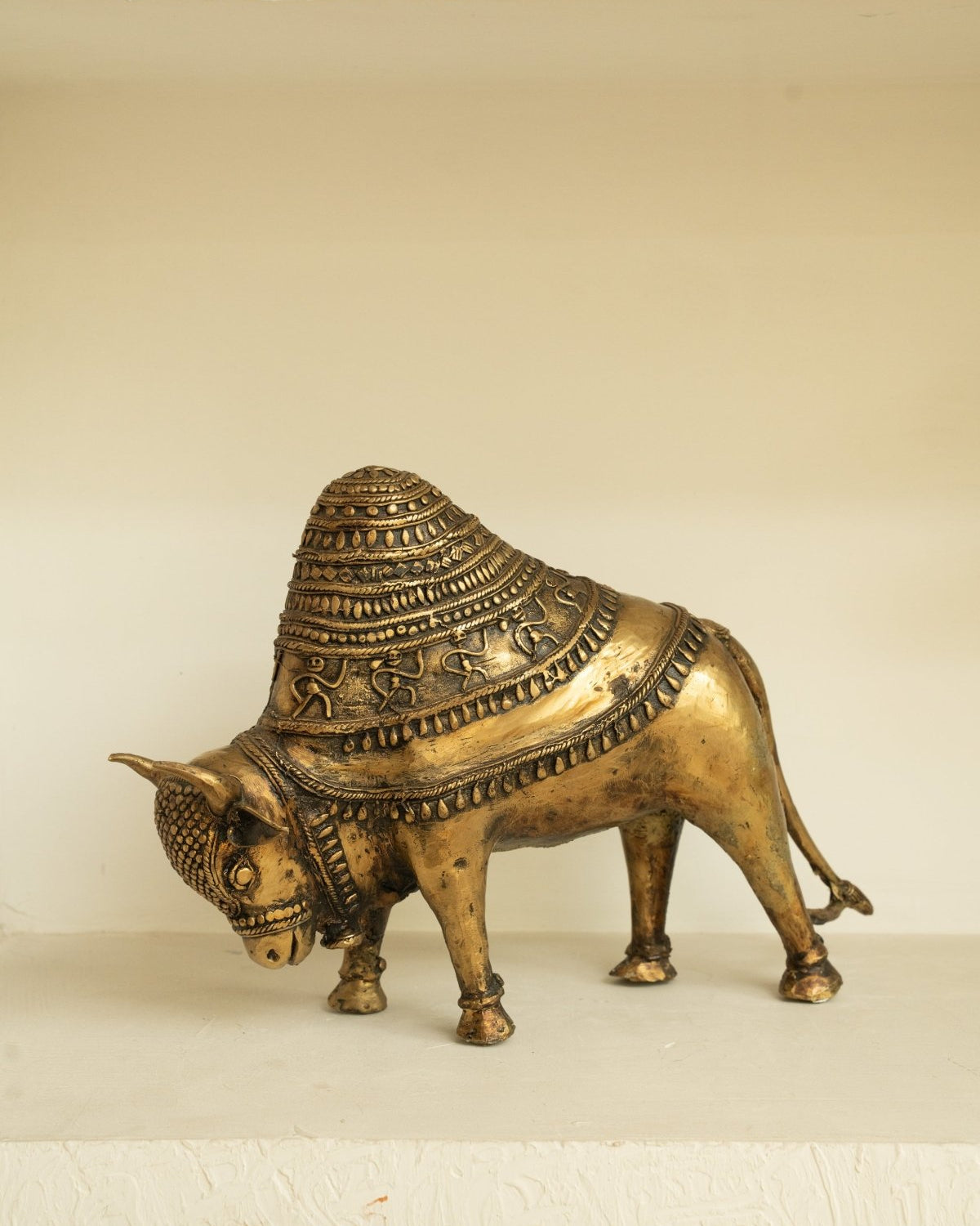 Dhokra Antique Bull Brass Statue - Marble Lotus - Dhokra Antique Bull Brass Statue