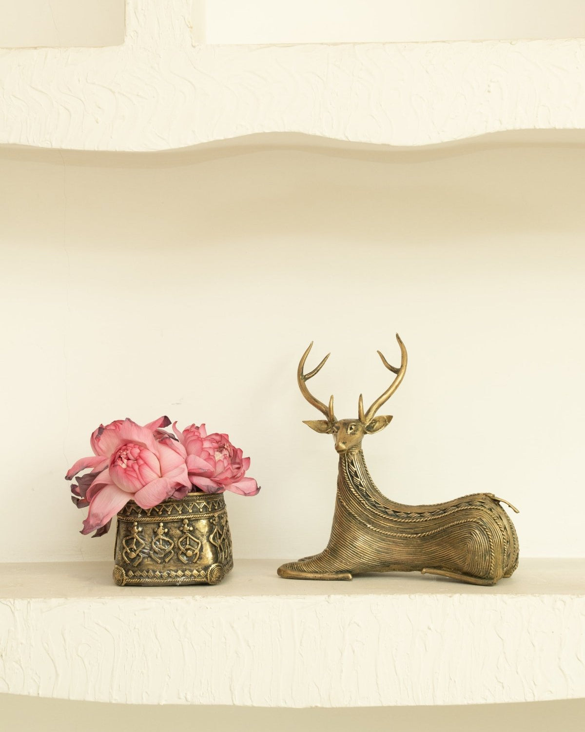 Dhokra Brass Deer Pair - Marble Lotus - Dhokra Brass Deer Pair