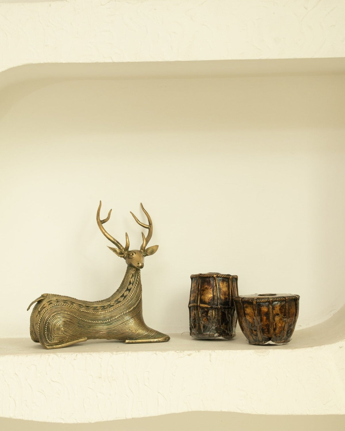 Dhokra Brass Deer Pair - Marble Lotus - Dhokra Brass Deer Pair