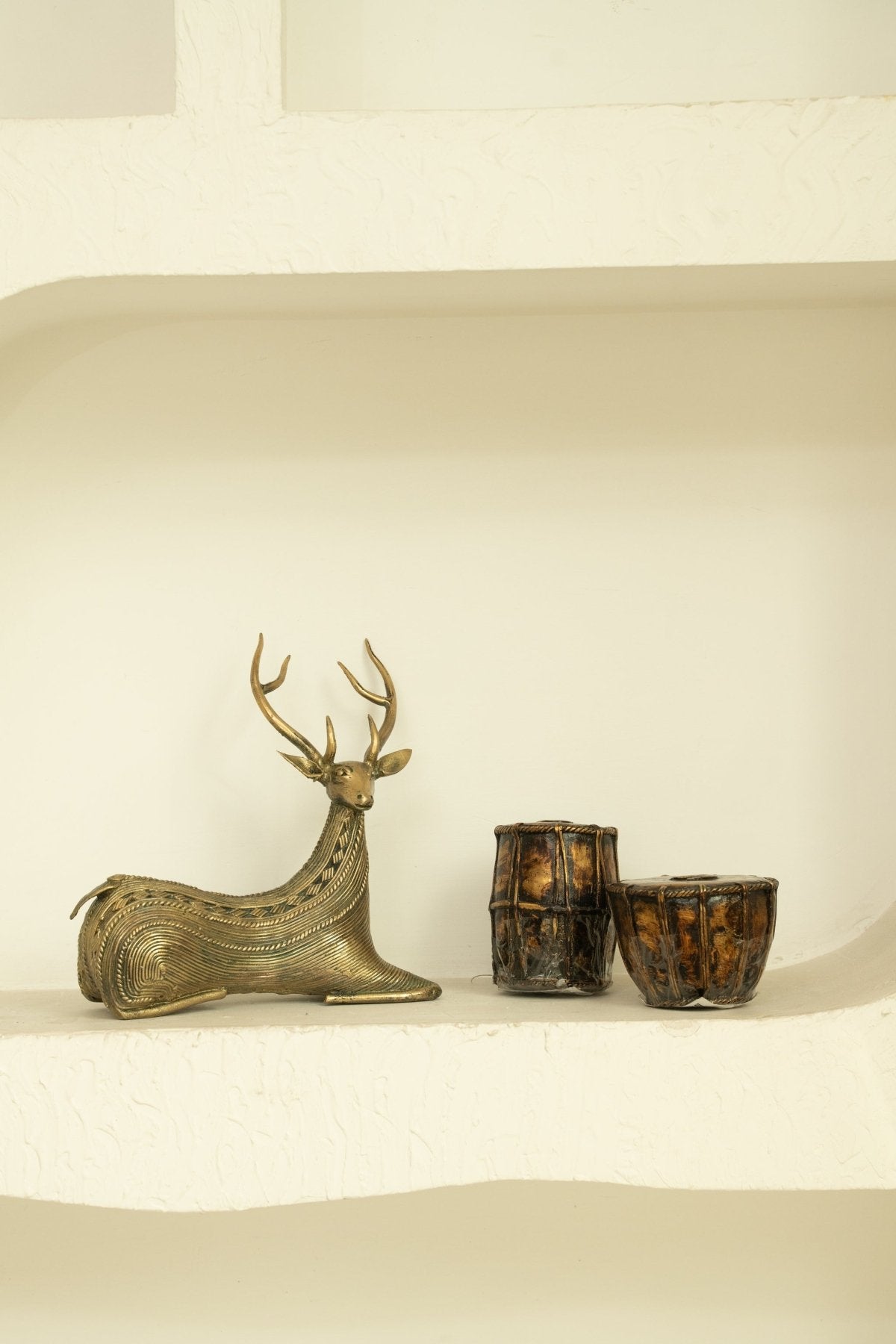 Dhokra Brass Deer Pair - Marble Lotus - Dhokra Brass Deer Pair