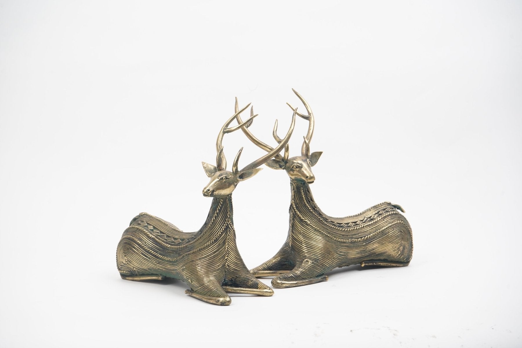 Dhokra Brass Deer Pair - Marble Lotus - Dhokra Brass Deer Pair