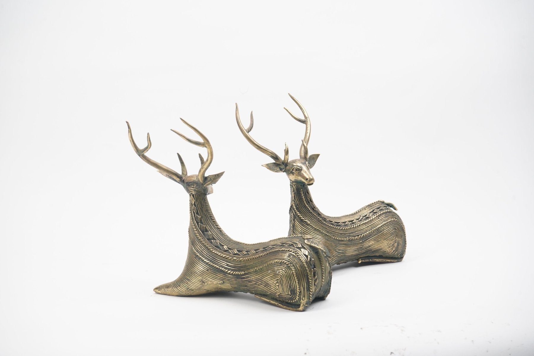 Dhokra Brass Deer Pair - Marble Lotus - Dhokra Brass Deer Pair