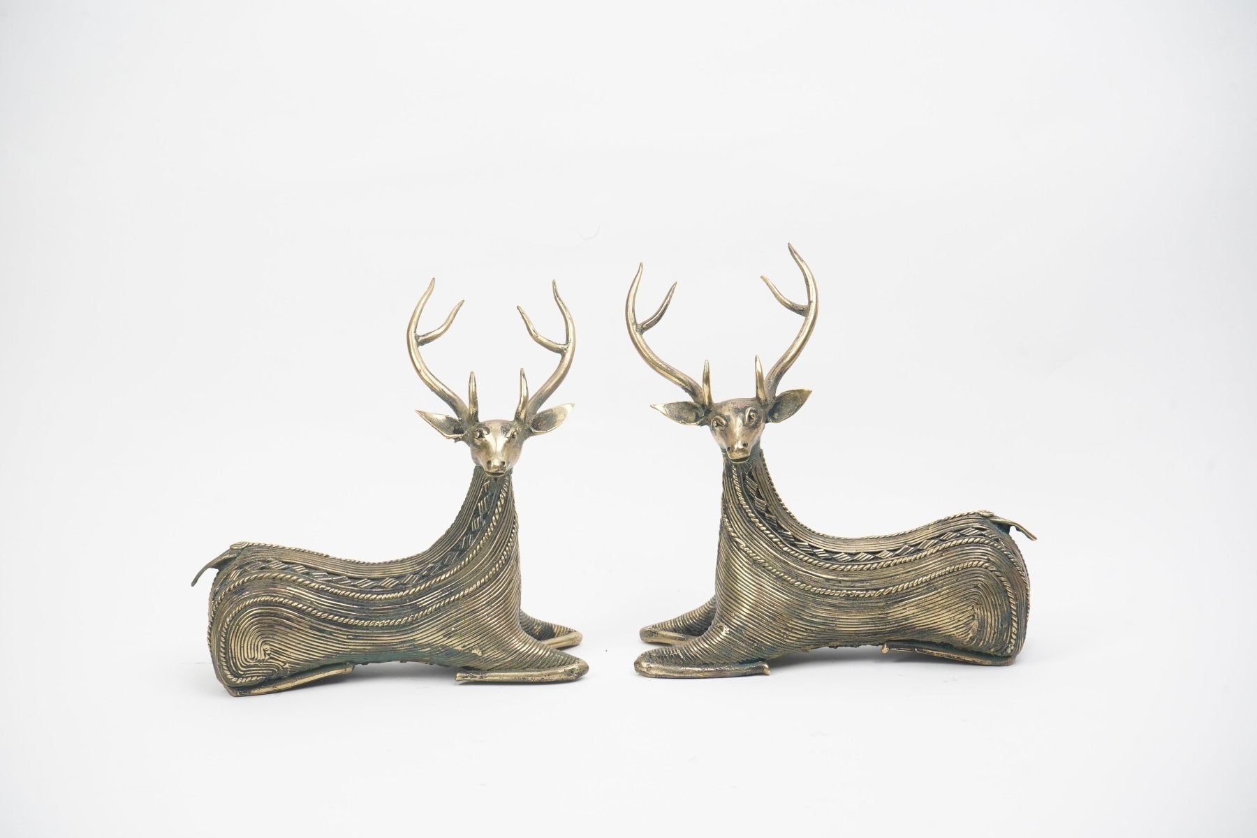 Dhokra Brass Deer Pair - Marble Lotus - Dhokra Brass Deer Pair