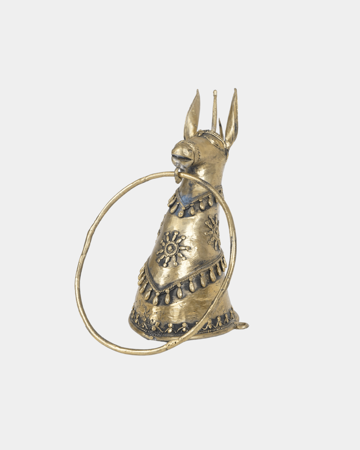 Dhokra Brass Horse Head Towel Ring Holder - Marble Lotus - Dhokra Brass Horse Head Towel Ring Holder