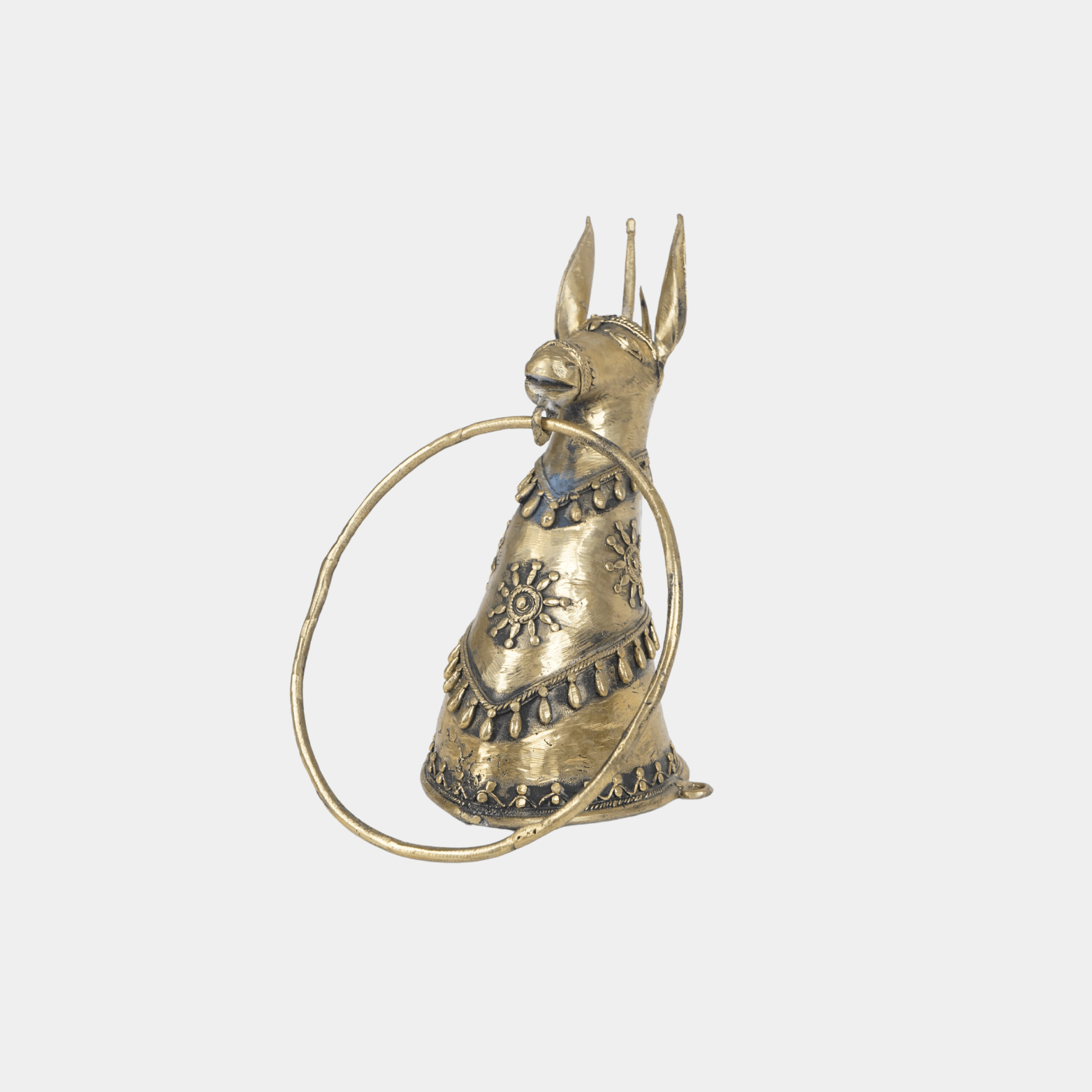 Dhokra Brass Horse Head Towel Ring Holder - Marble Lotus - Dhokra Brass Horse Head Towel Ring Holder