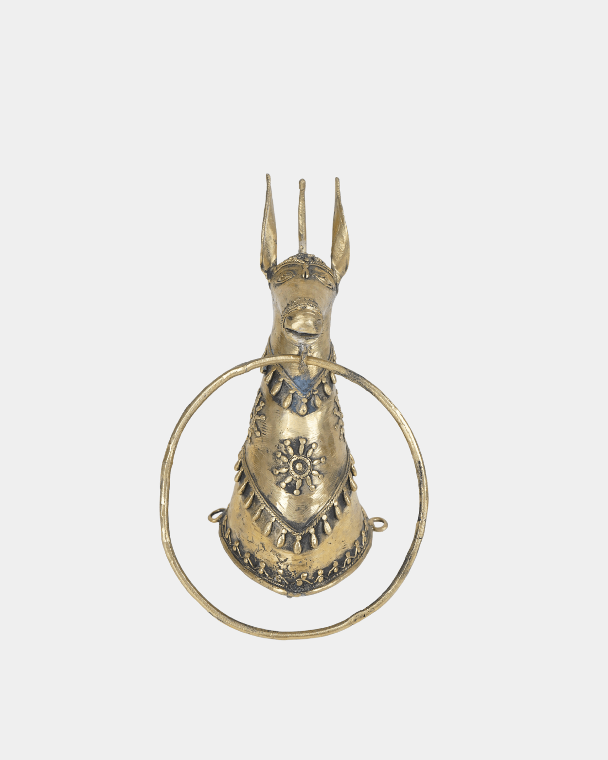 Dhokra Brass Horse Head Towel Ring Holder - Marble Lotus - Dhokra Brass Horse Head Towel Ring Holder