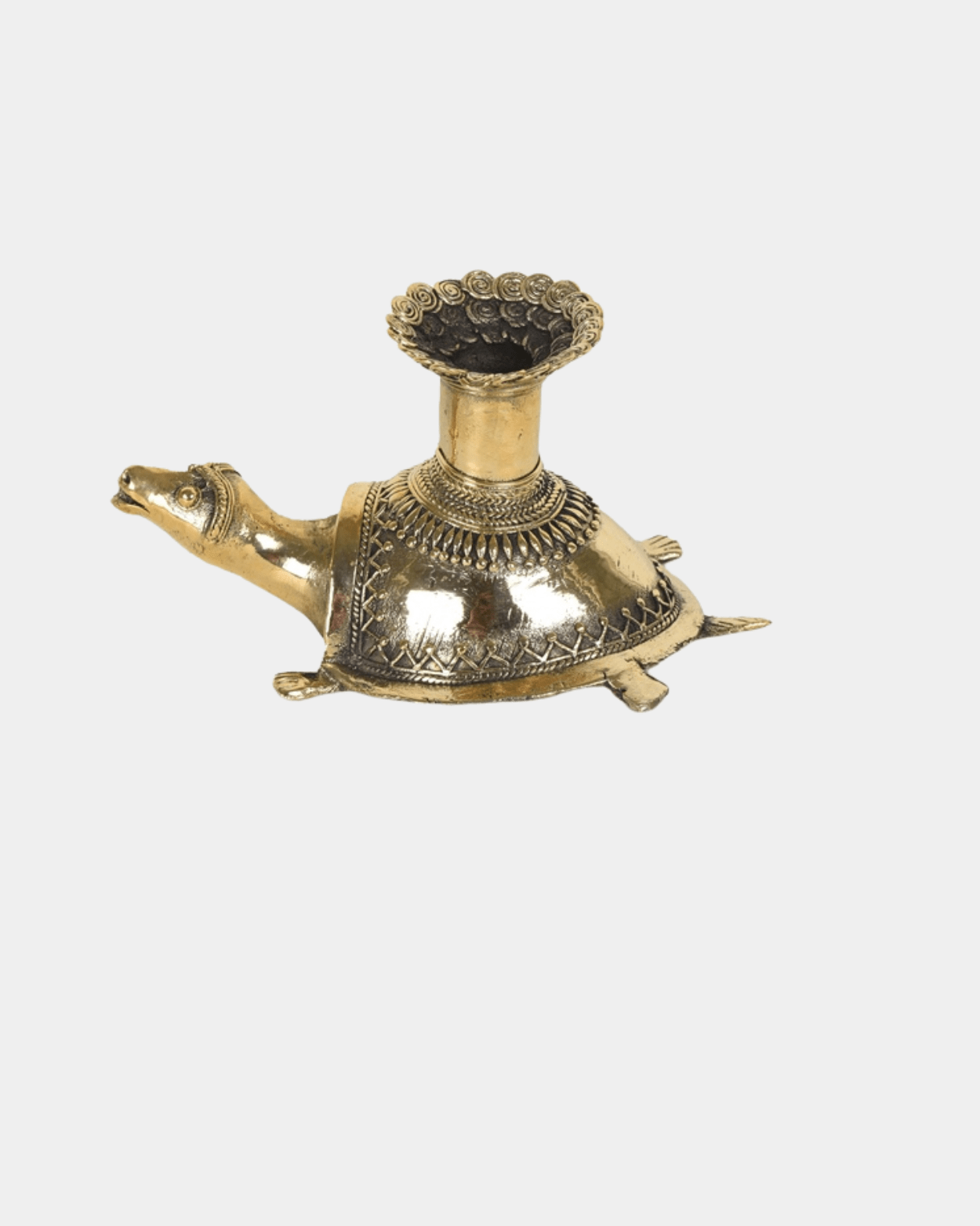 Dhokra Brass Turtle Flower Vase - Marble Lotus - Dhokra Brass Turtle Flower Vase