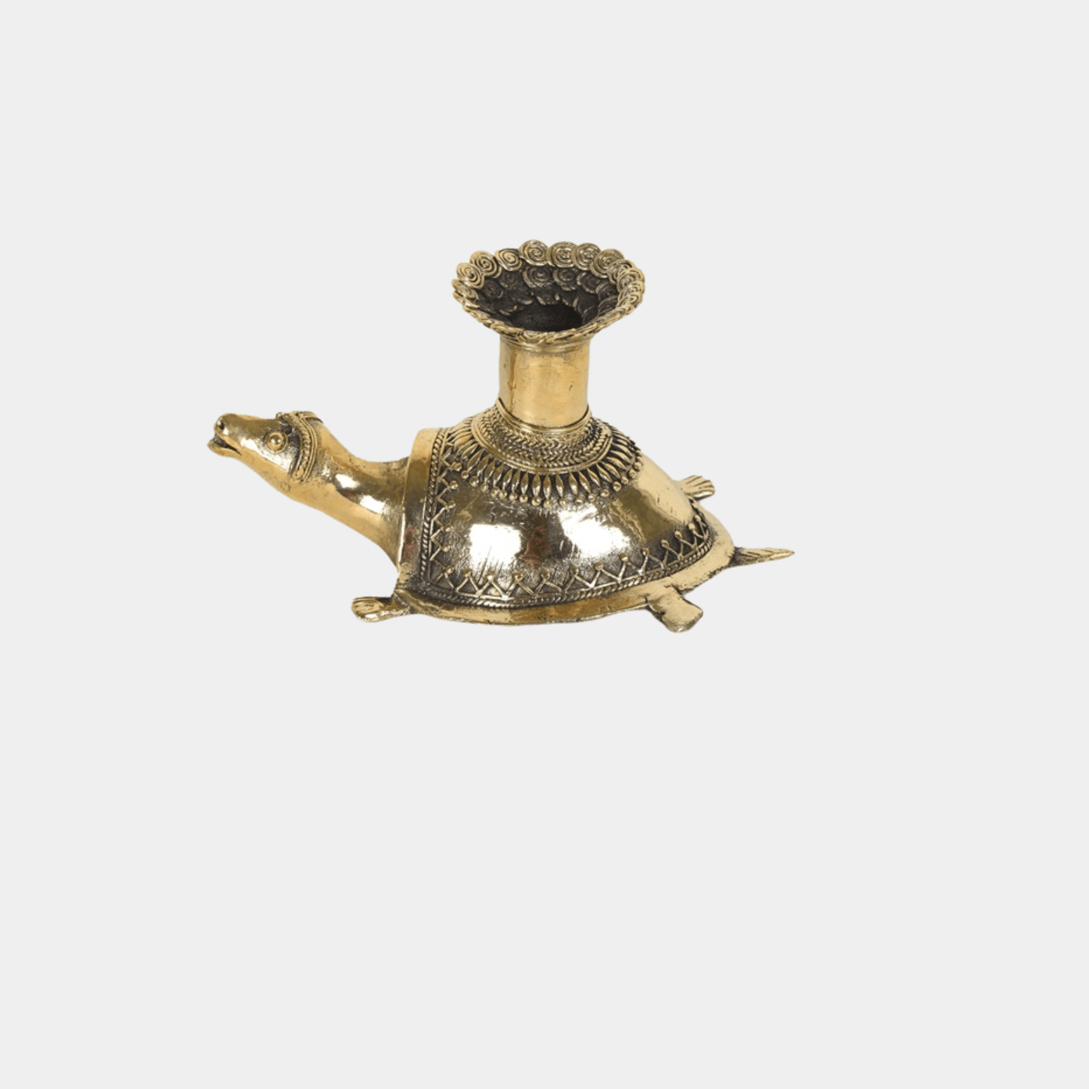 Dhokra Brass Turtle Flower Vase - Marble Lotus - Dhokra Brass Turtle Flower Vase