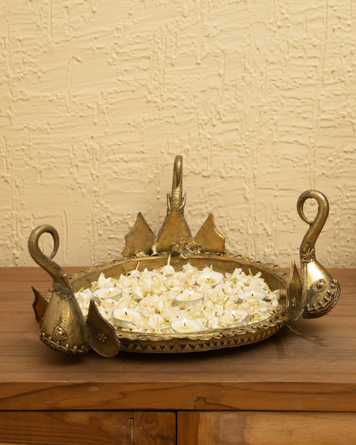 Dhokra Ganesh Brass Statue with Stand - Marble Lotus - Dhokra Ganesh Brass Statue with Stand