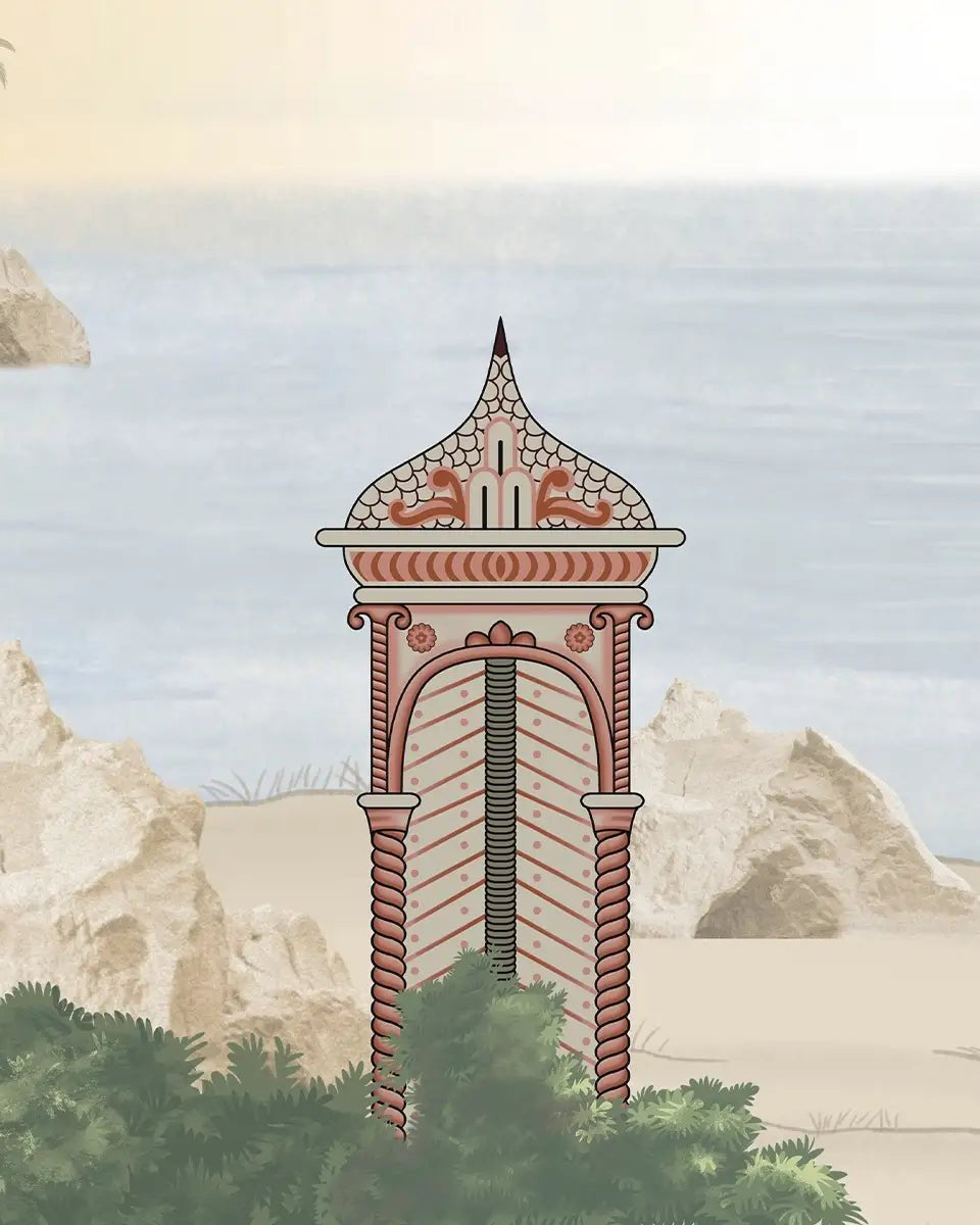 Dream Palace, a Fusion Theme Wallpaper for Homes, Customised - Marble Lotus - Dream Palace Wallpaper for Homes