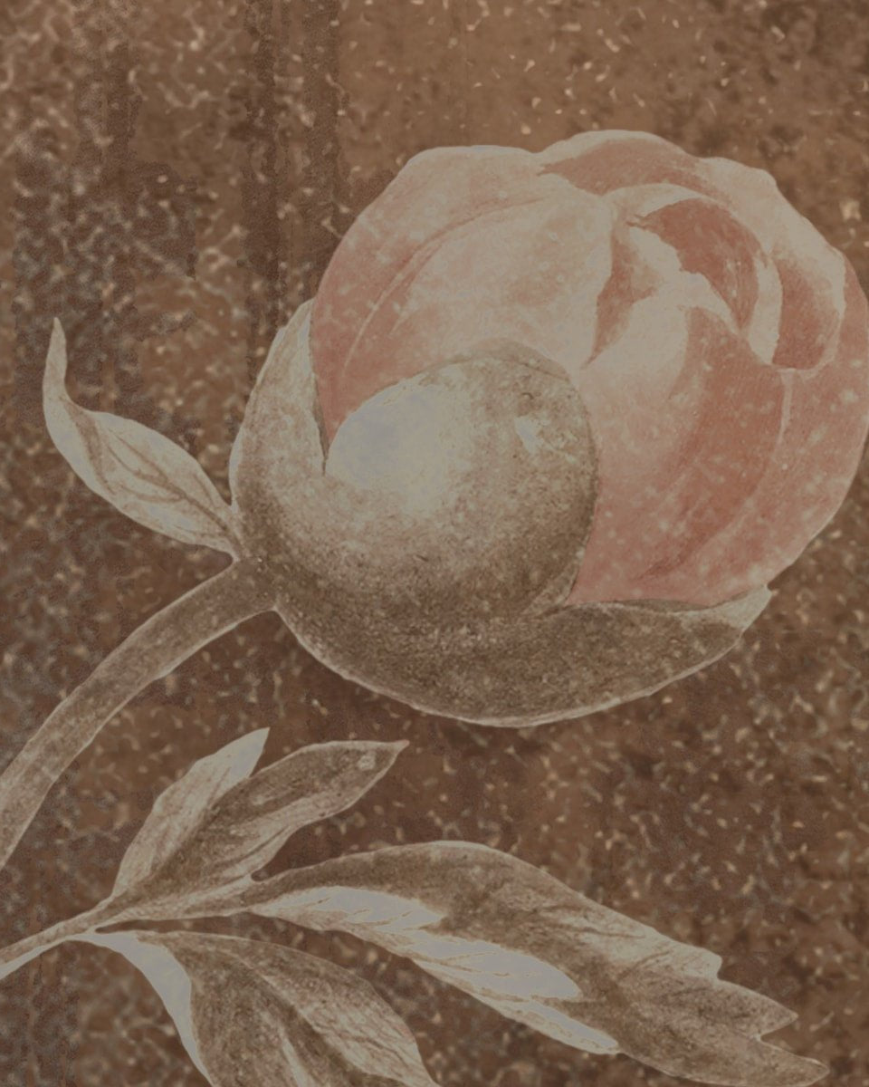 Dusky Charm, Rustic Floral Theme Wallpaper, Customised - Marble Lotus - Dusky Charm, Rustic Floral Theme Wallpaper, Customised