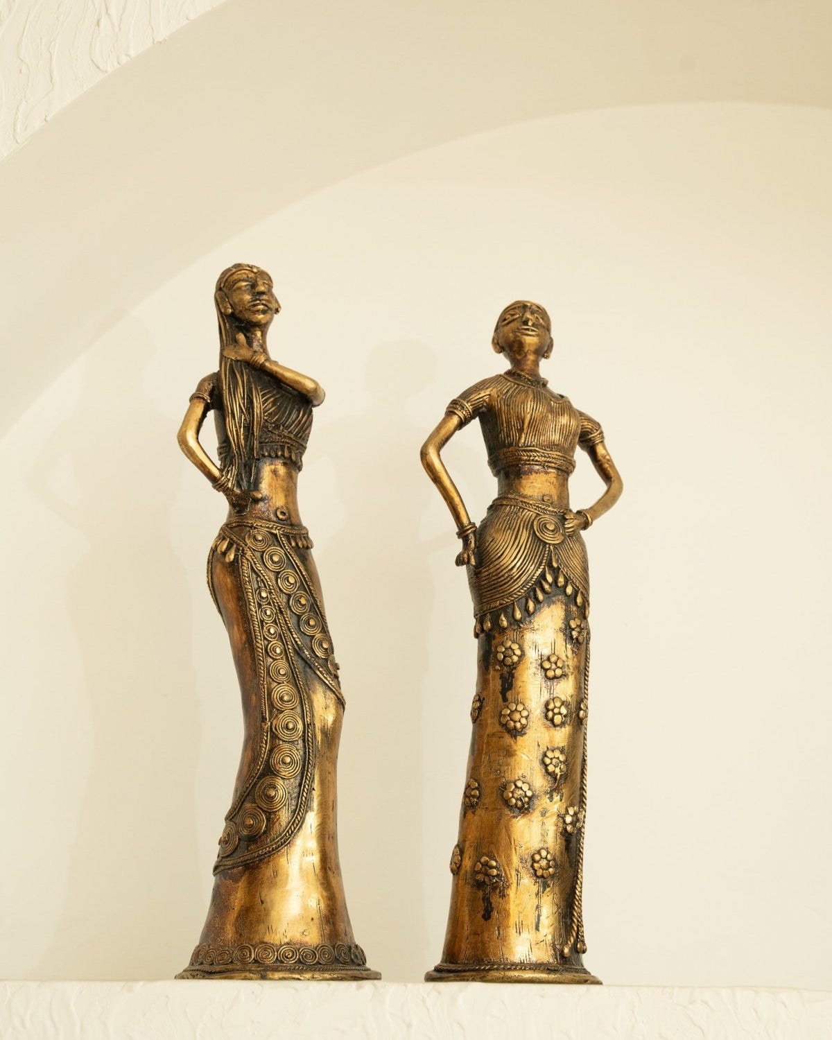 Elegant Bronze Lady Figurines (Set of 2) - Marble Lotus - Elegant Bronze Lady Figurines (Set of 2)