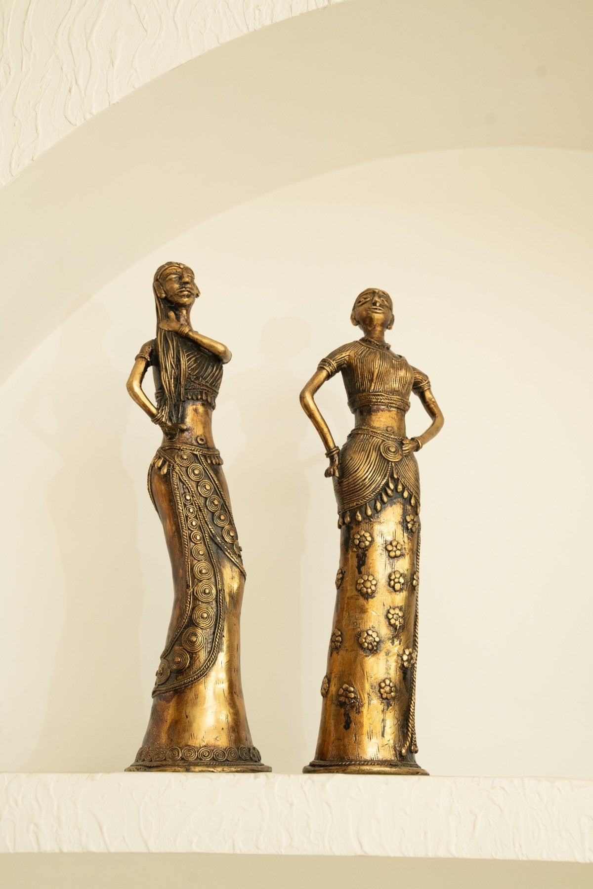 Elegant Bronze Lady Figurines (Set of 2) - Marble Lotus - Elegant Bronze Lady Figurines (Set of 2)