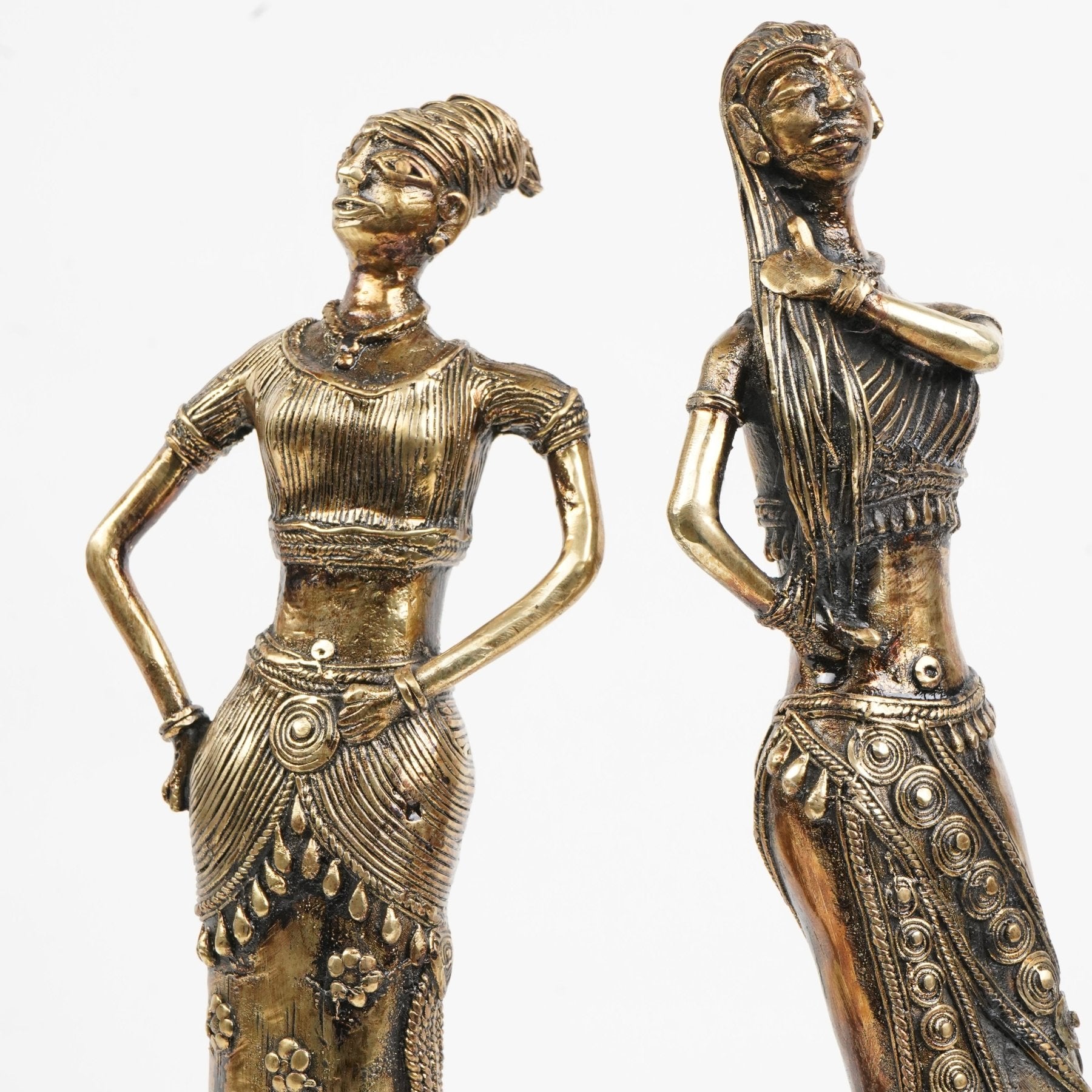 Elegant Bronze Lady Figurines (Set of 2) - Marble Lotus - Elegant Bronze Lady Figurines (Set of 2)