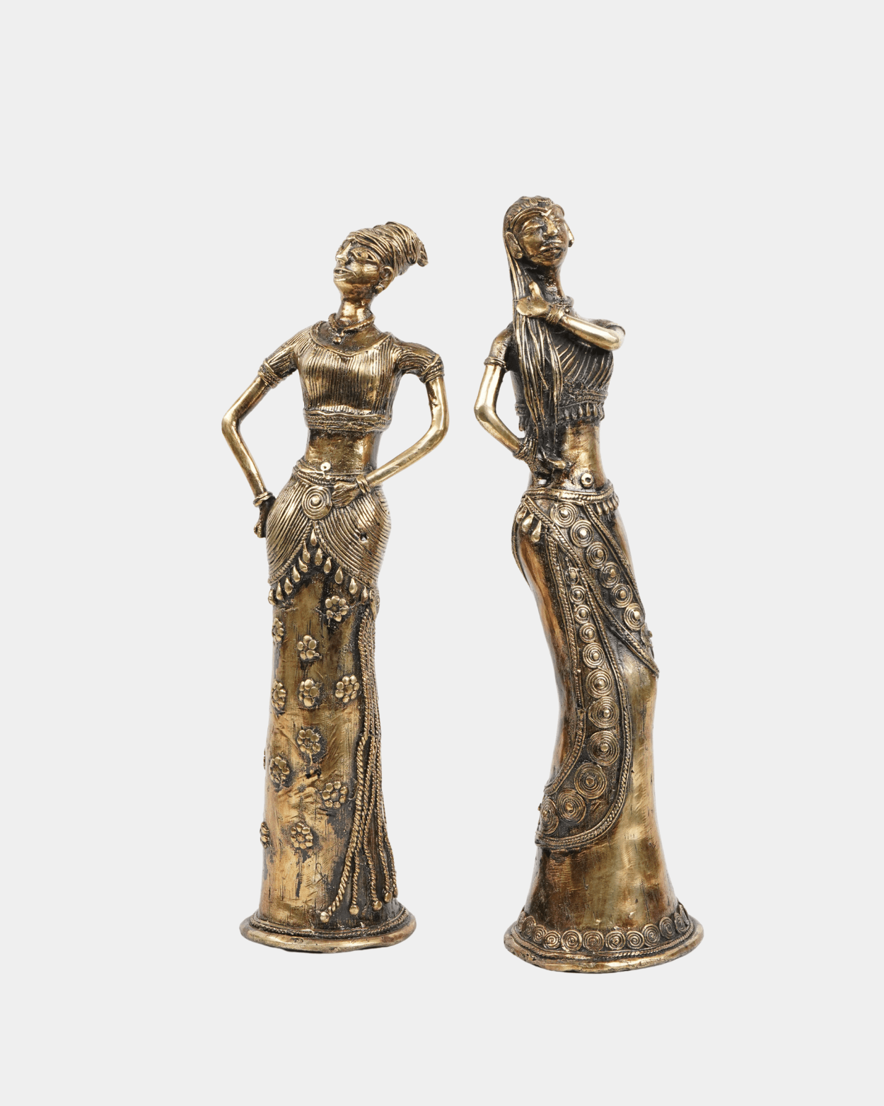 Elegant Bronze Lady Figurines (Set of 2) - Marble Lotus - Elegant Bronze Lady Figurines (Set of 2)