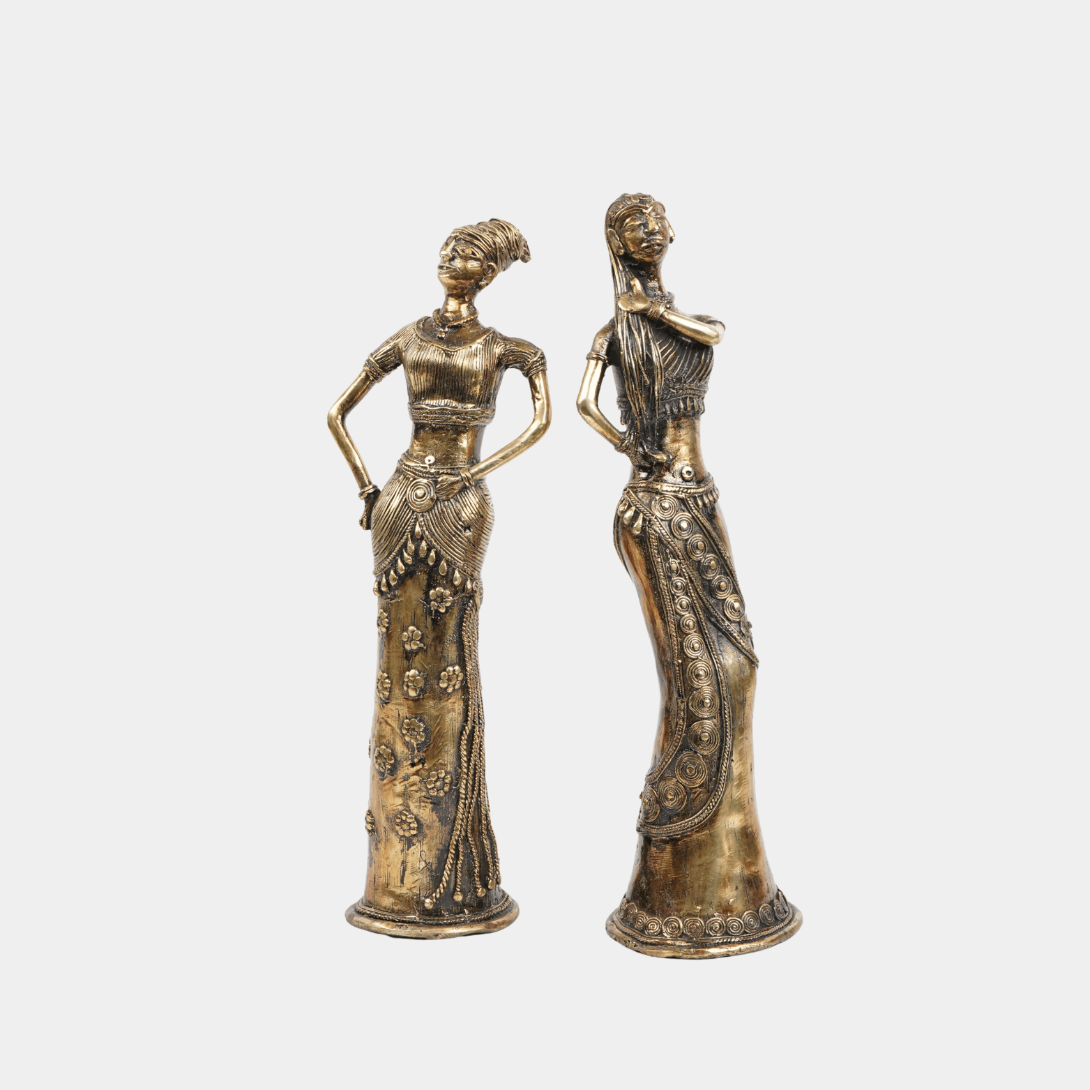 Elegant Bronze Lady Figurines (Set of 2) - Marble Lotus - Elegant Bronze Lady Figurines (Set of 2)