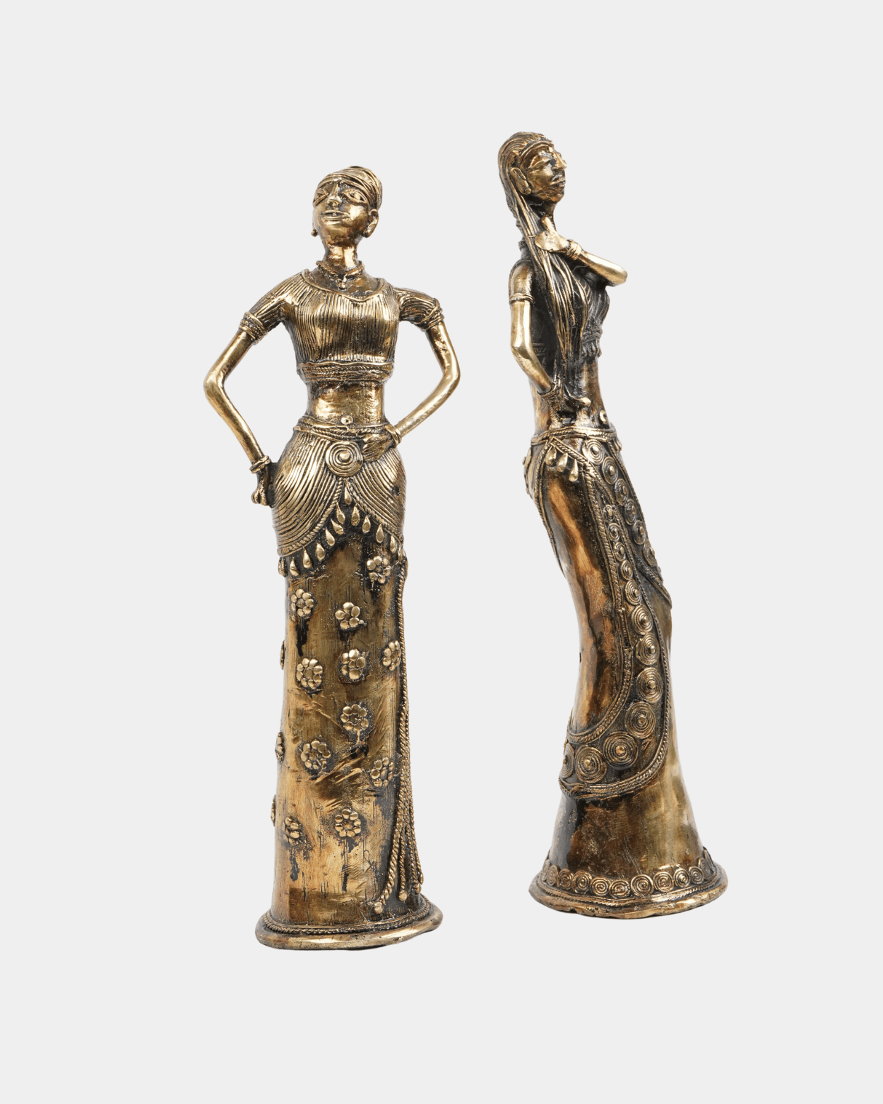 Elegant Bronze Lady Figurines (Set of 2) - Marble Lotus - Elegant Bronze Lady Figurines (Set of 2)