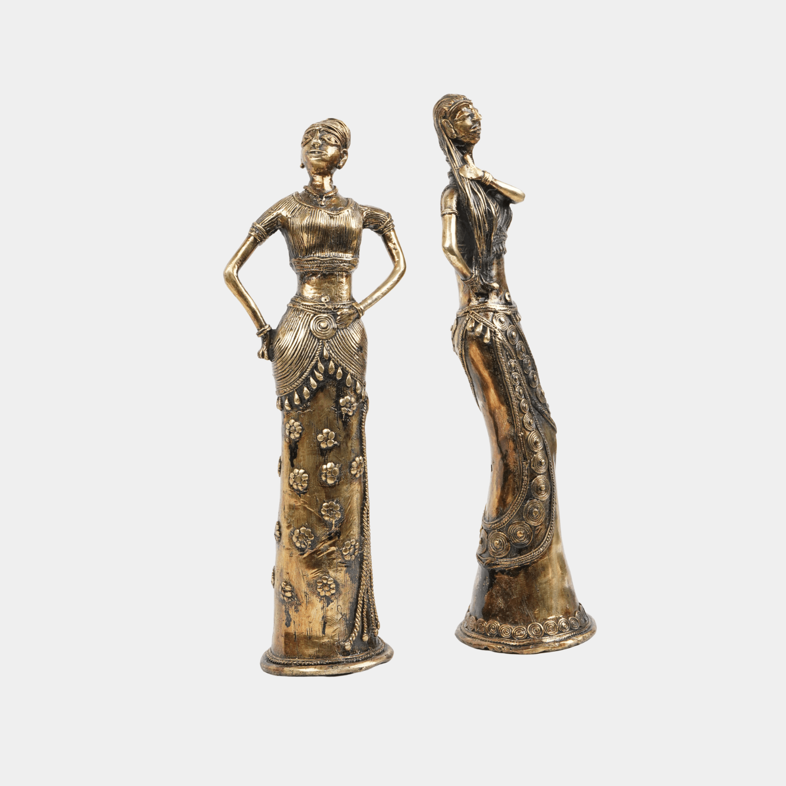 Elegant Bronze Lady Figurines (Set of 2) - Marble Lotus - Elegant Bronze Lady Figurines (Set of 2)