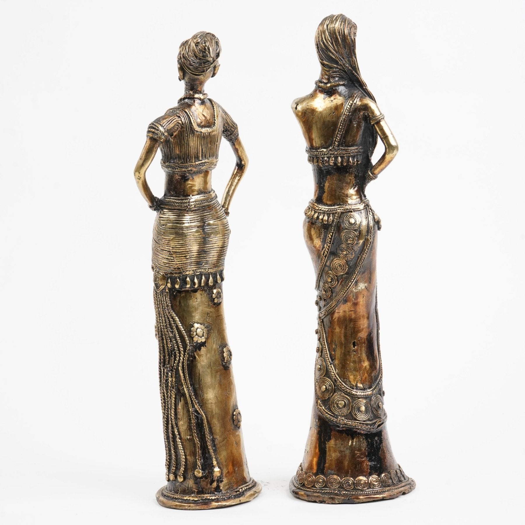 Elegant Bronze Lady Figurines (Set of 2) - Marble Lotus - Elegant Bronze Lady Figurines (Set of 2)