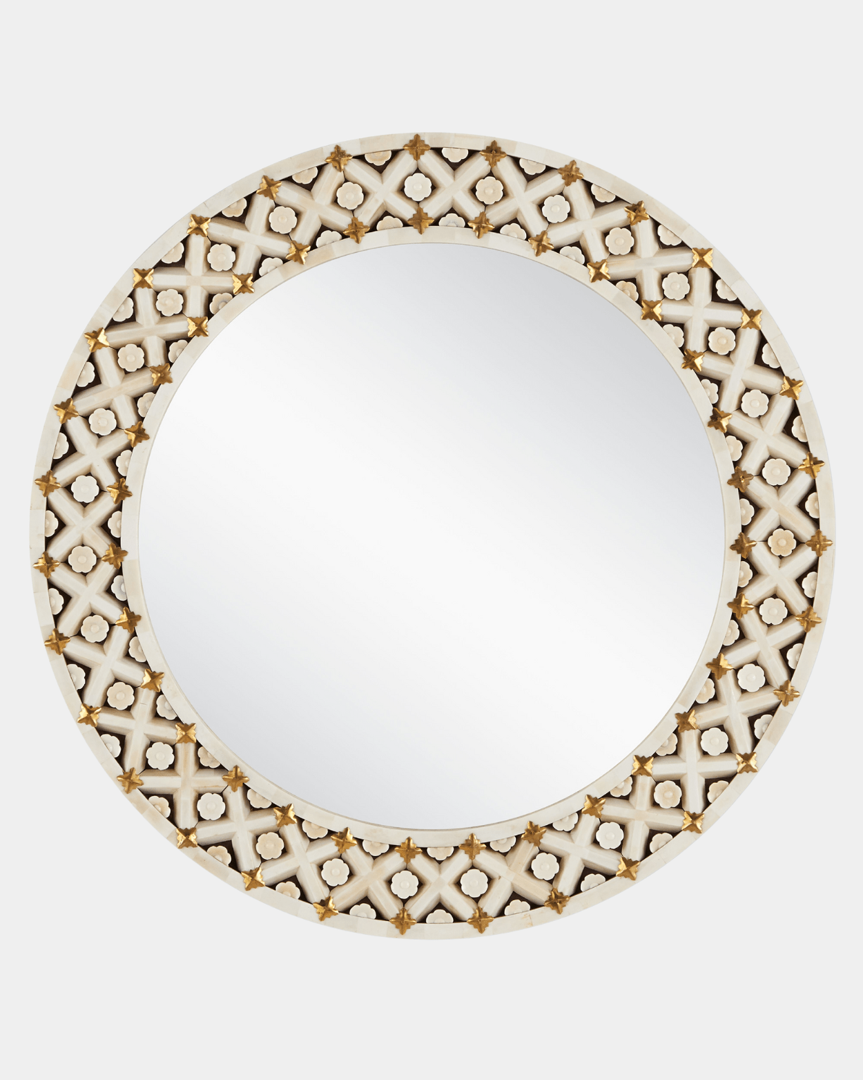 Ellaria Round Mirror - Marble Lotus - Elegant Ellaria Round Mirror