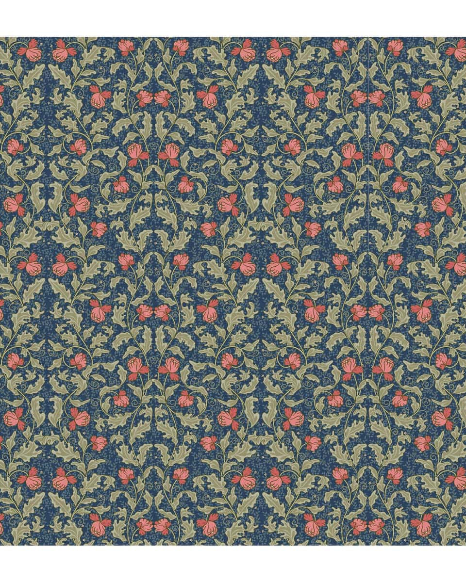 Floral Pattern with Blue Background Themed Wallpaper for Walls - Marble Lotus - Floral Pattern with Blue Background Themed Wallpaper for Walls