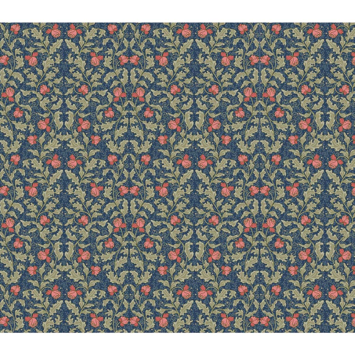 Floral Pattern with Blue Background Themed Wallpaper for Walls - Marble Lotus - Floral Pattern with Blue Background Themed Wallpaper for Walls