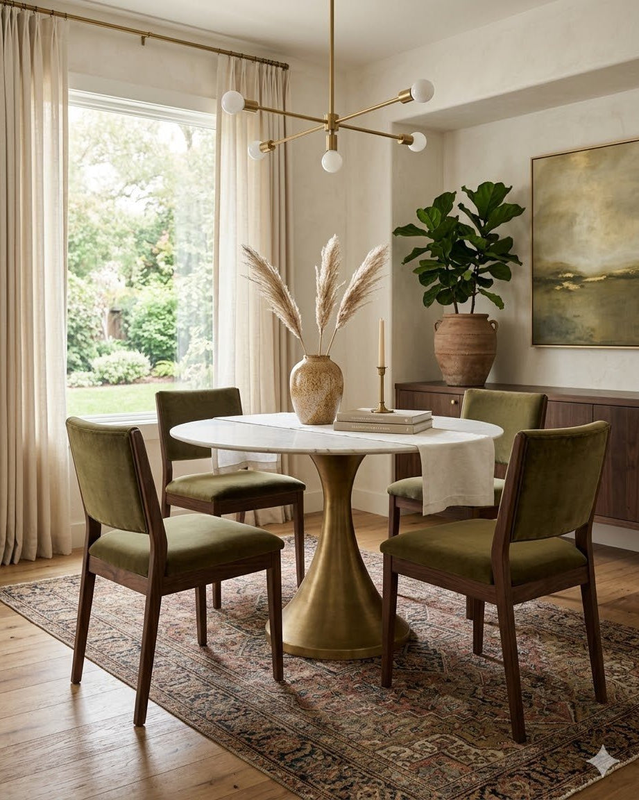Funnel Dining Table - White - Marble Lotus - Funnel Dining Table - White