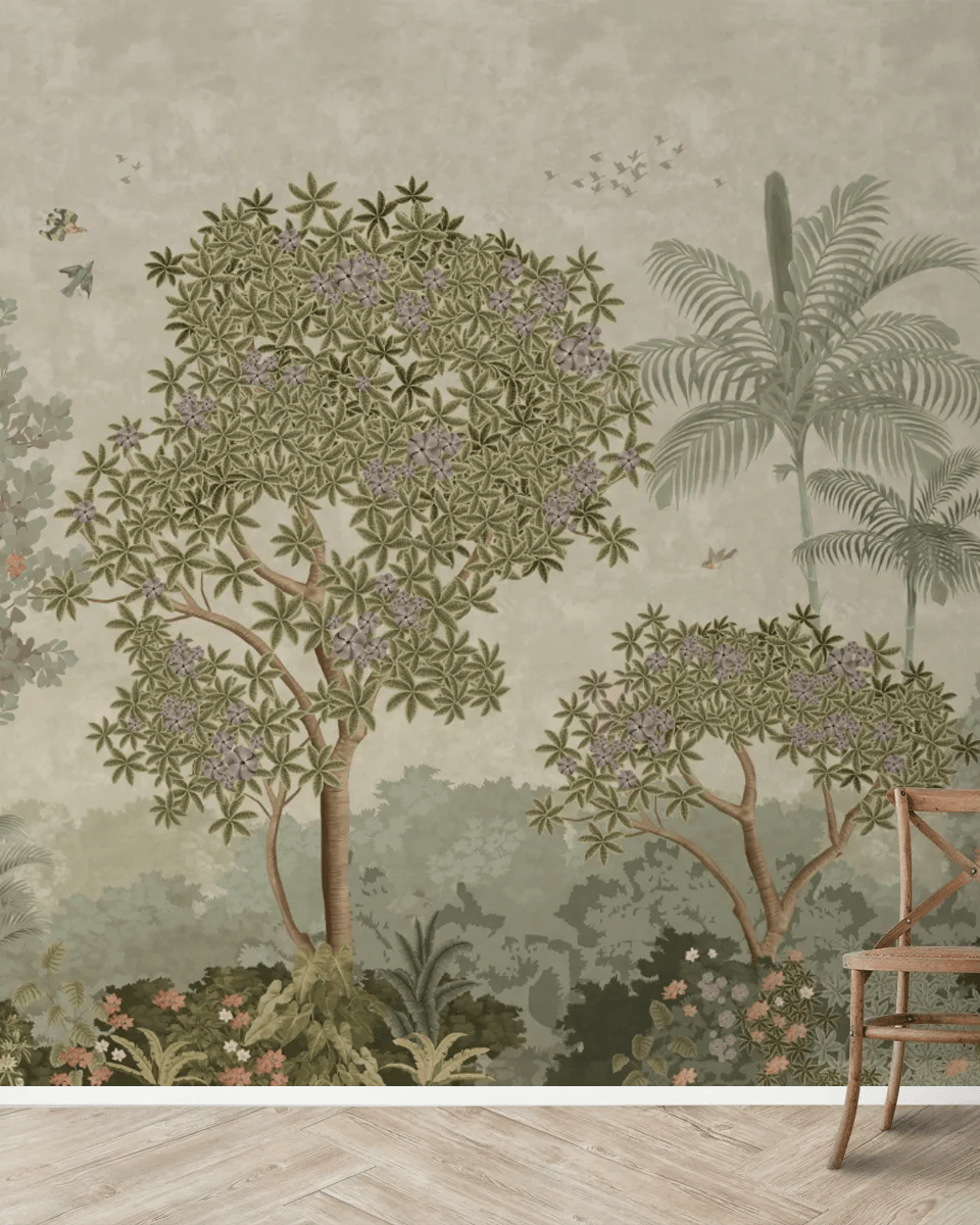 Garden of Dreams Customised Room Wallpaper - Marble Lotus - Garden of Dreams Customised Wallpaper