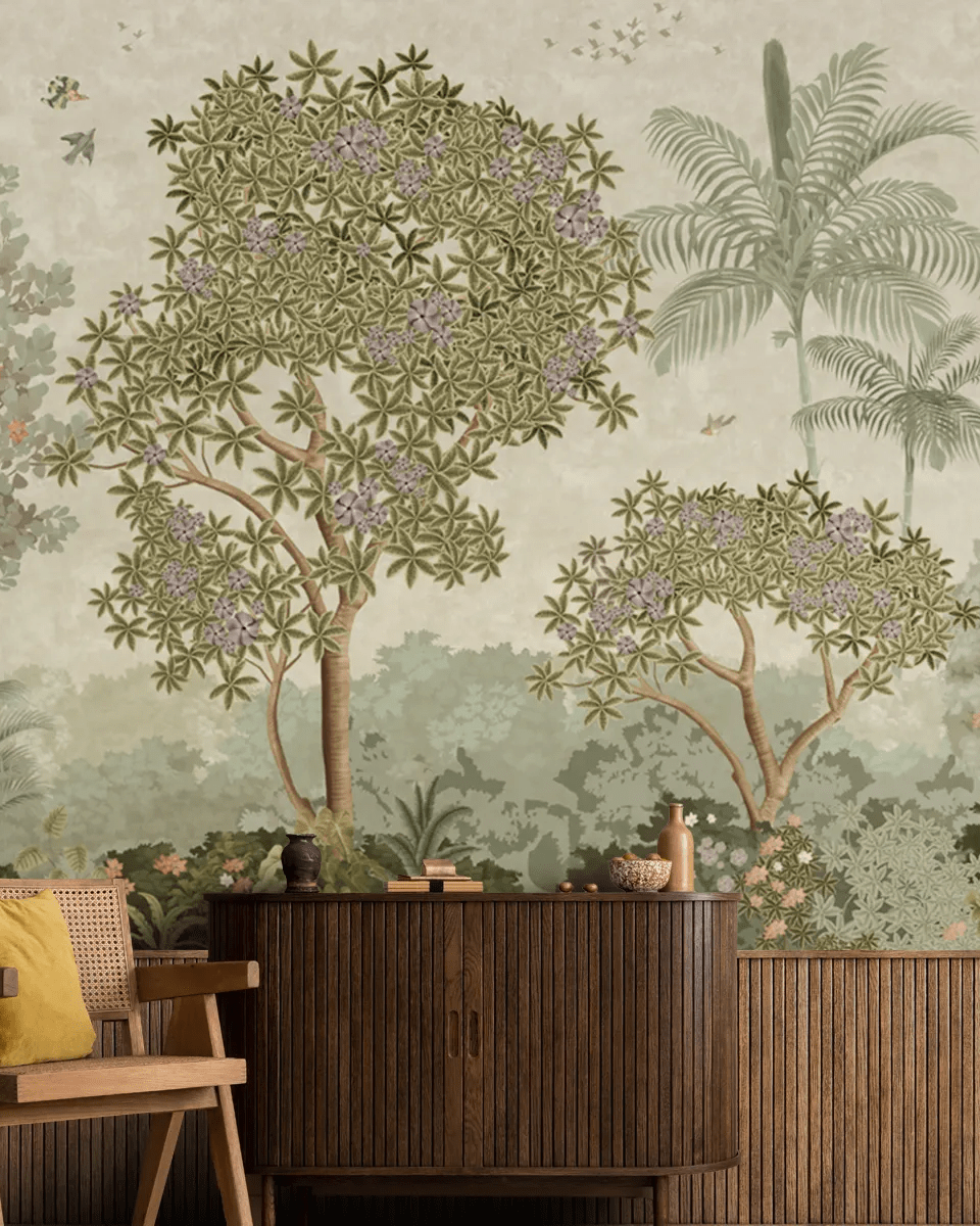 Garden of Dreams Customised Room Wallpaper - Marble Lotus - Garden of Dreams Customised Wallpaper