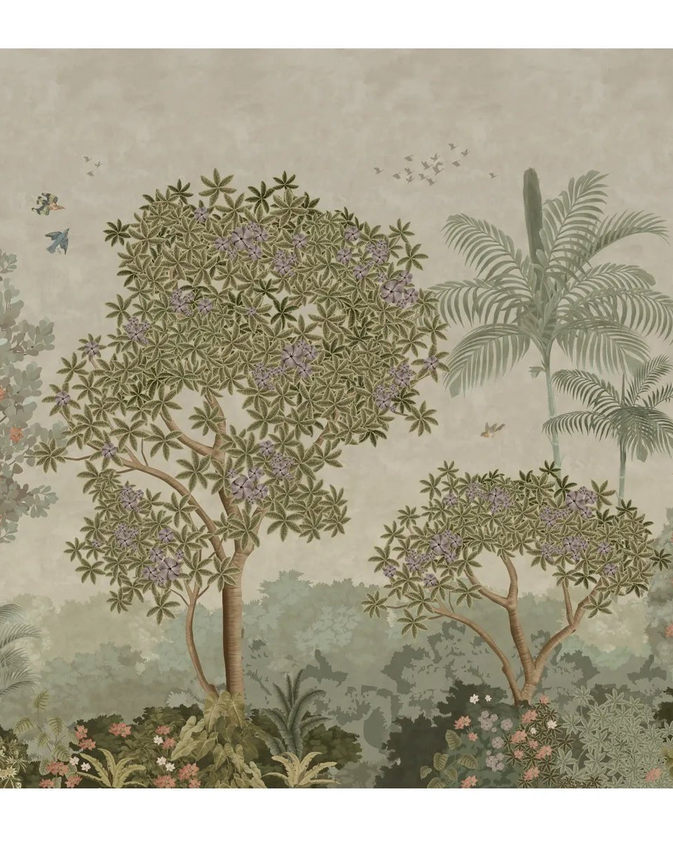 Garden of Dreams Customised Room Wallpaper - Marble Lotus - Garden of Dreams Customised Wallpaper
