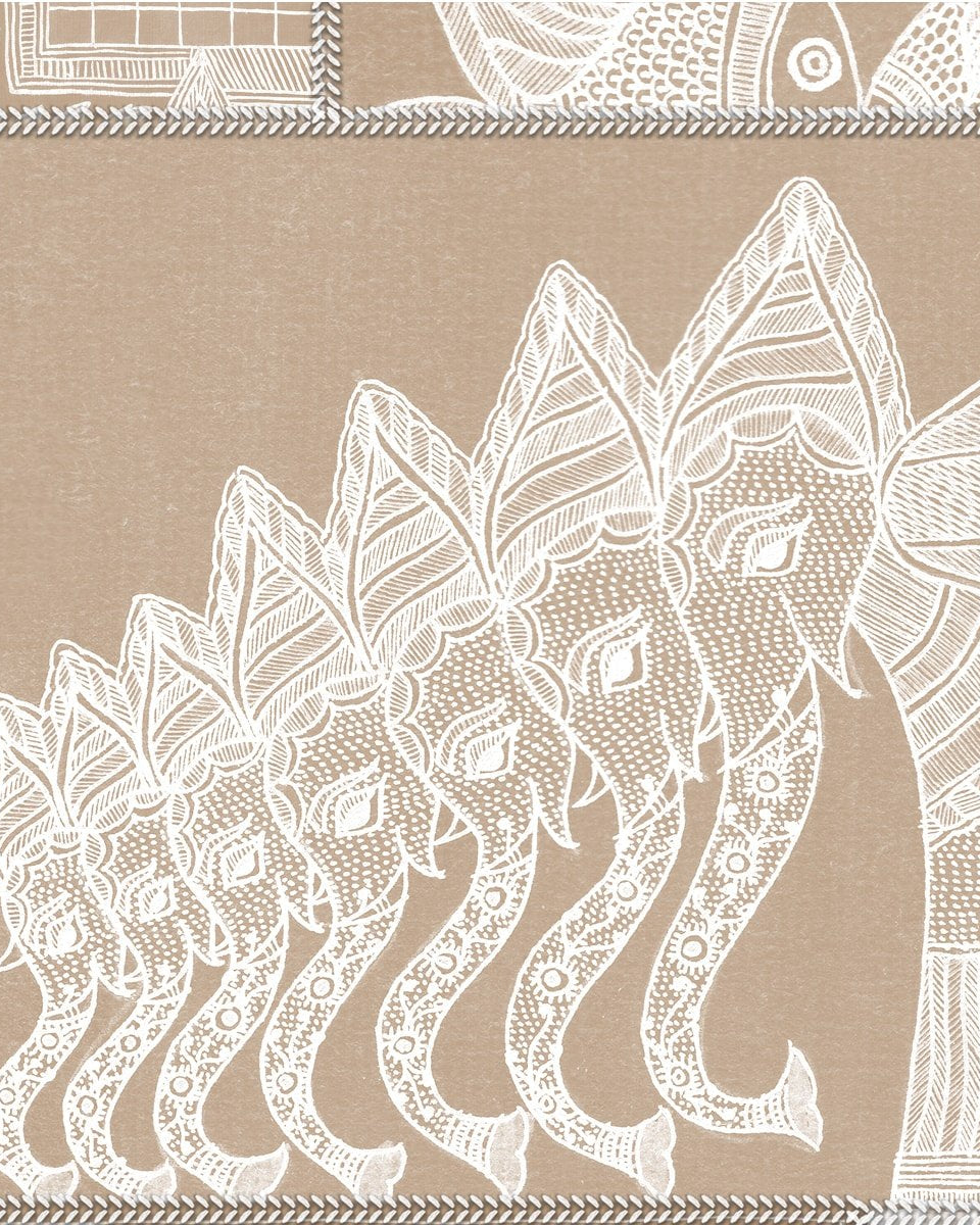 Geet Madhubani Wallpaper Clay Beige Color - Marble Lotus - Geet Madhubani Wallpaper