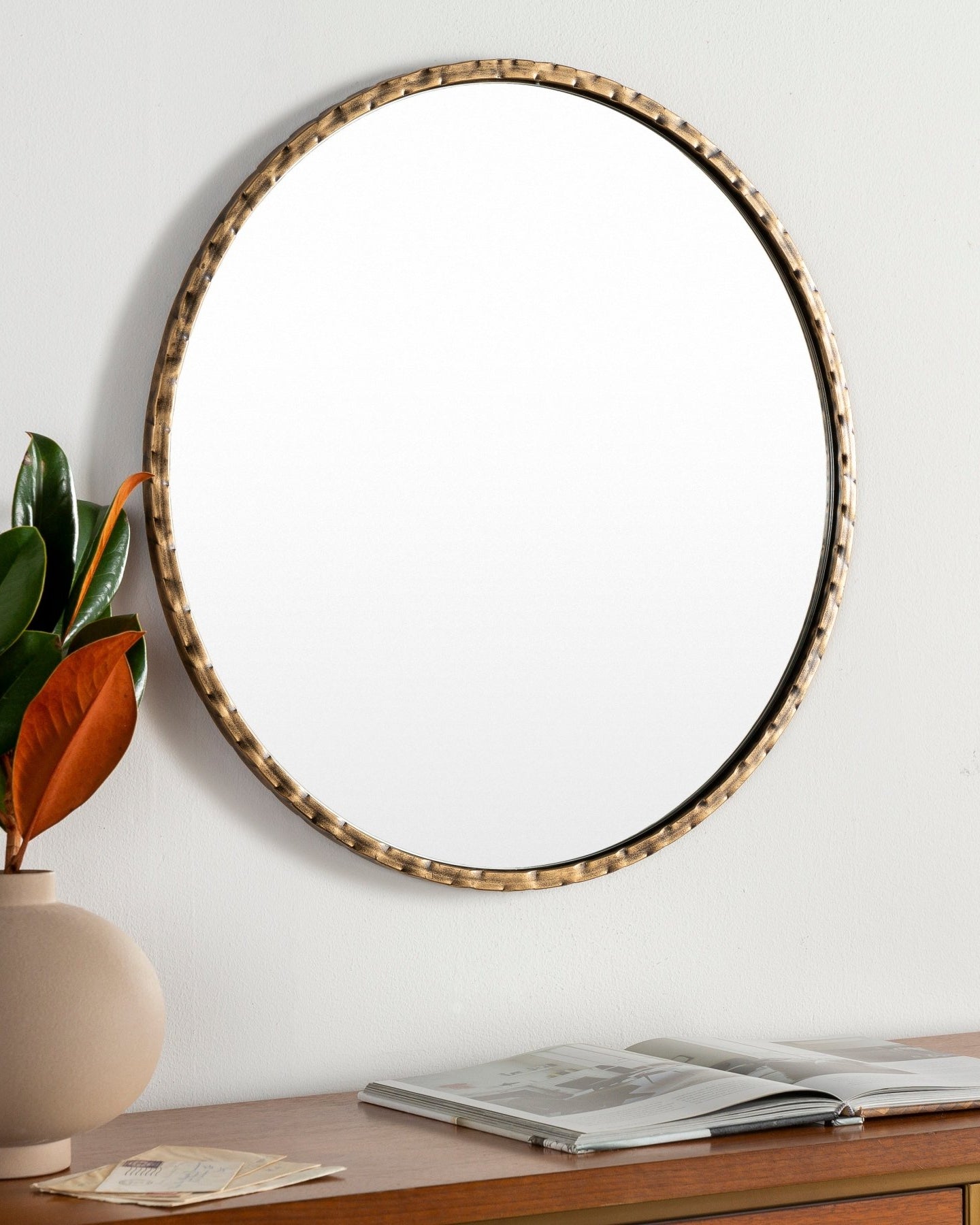 Gold Frame Round Mirror - Marble Lotus - Shop Gold Frame Round Mirror for Home Interiors