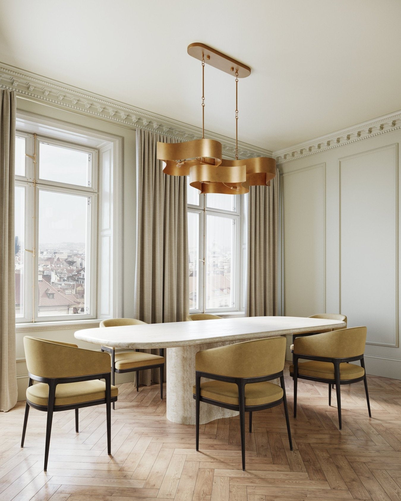 Grand Lotus Gold Oval Chandelier - Marble Lotus - Buy Grand Lotus Gold Oval Chandelier from Marble Lotus