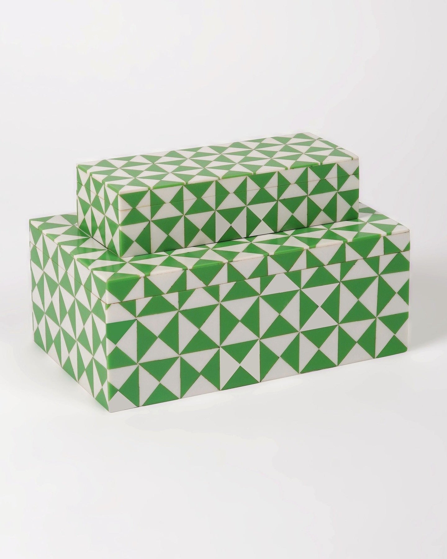Green Wooden Box (Set of 2) - Marble Lotus - Order Saga Green Wooden Inlay Box Set of 2