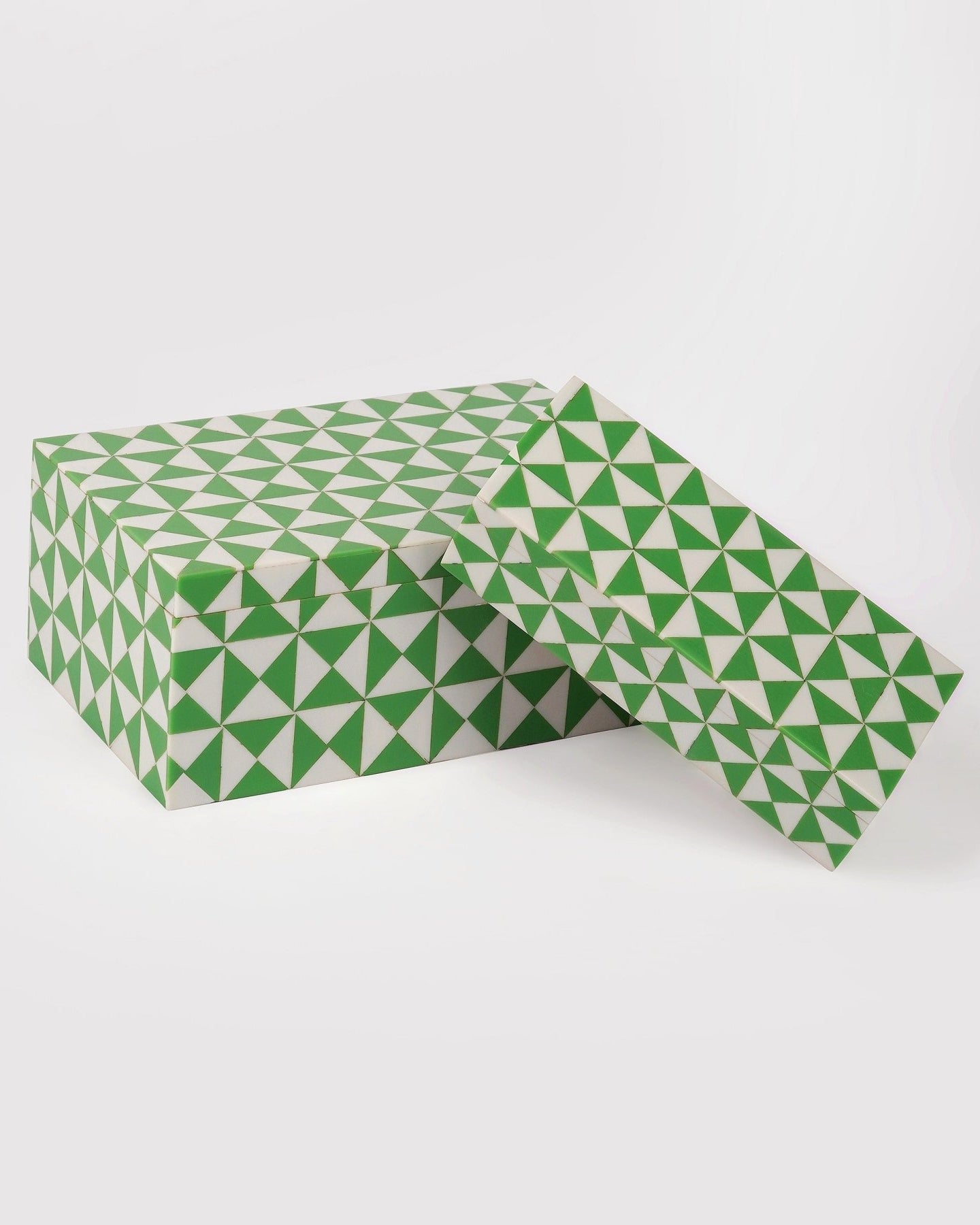 Green Wooden Box (Set of 2) - Marble Lotus - Saga Green Wooden Inlay Box Set of 2 | Marble Lotus