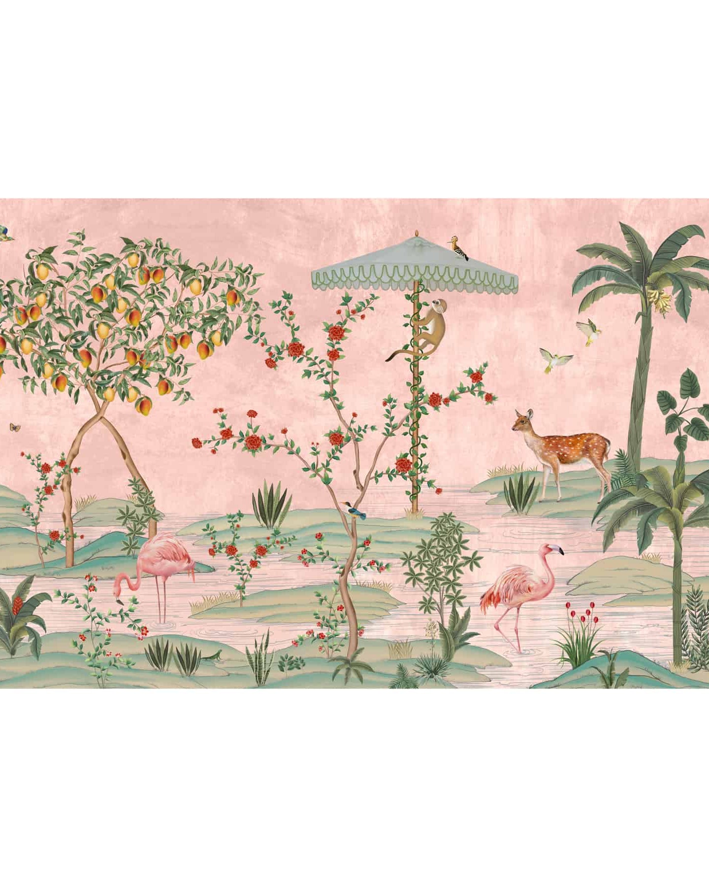 Gulbiya, Pink Chinoiserie Wallpaper, Sukoon Collection, Customised - Marble Lotus - Gulbiya, Pink Chinoiserie Wallpaper, Sukoon Collection, Customised