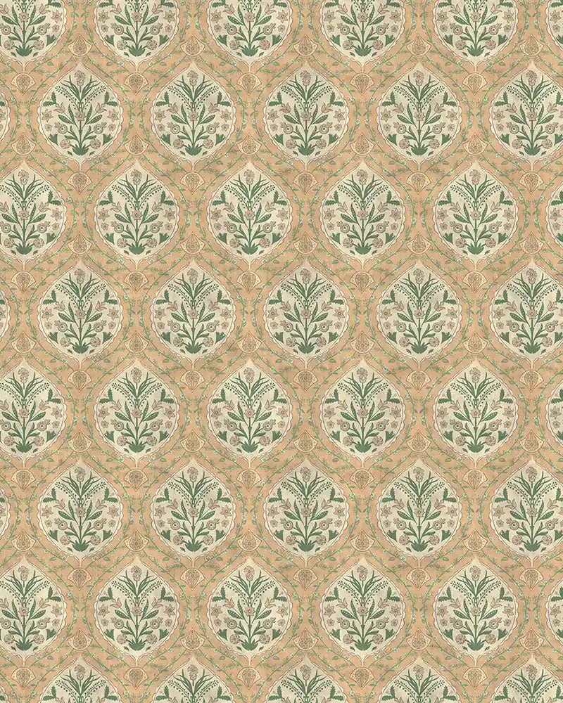 Gulmohar in Yellow - Marble Lotus - Gulmohar Indian Theme Wallpaper Rolls in Yellow for homes