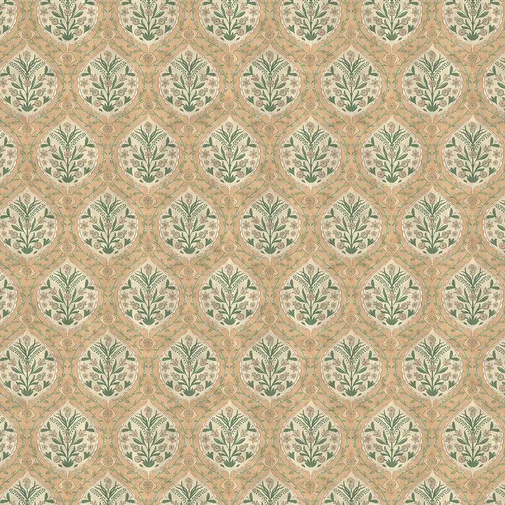 Gulmohar in Yellow - Marble Lotus - Gulmohar Indian Theme Wallpaper Rolls in Yellow for homes