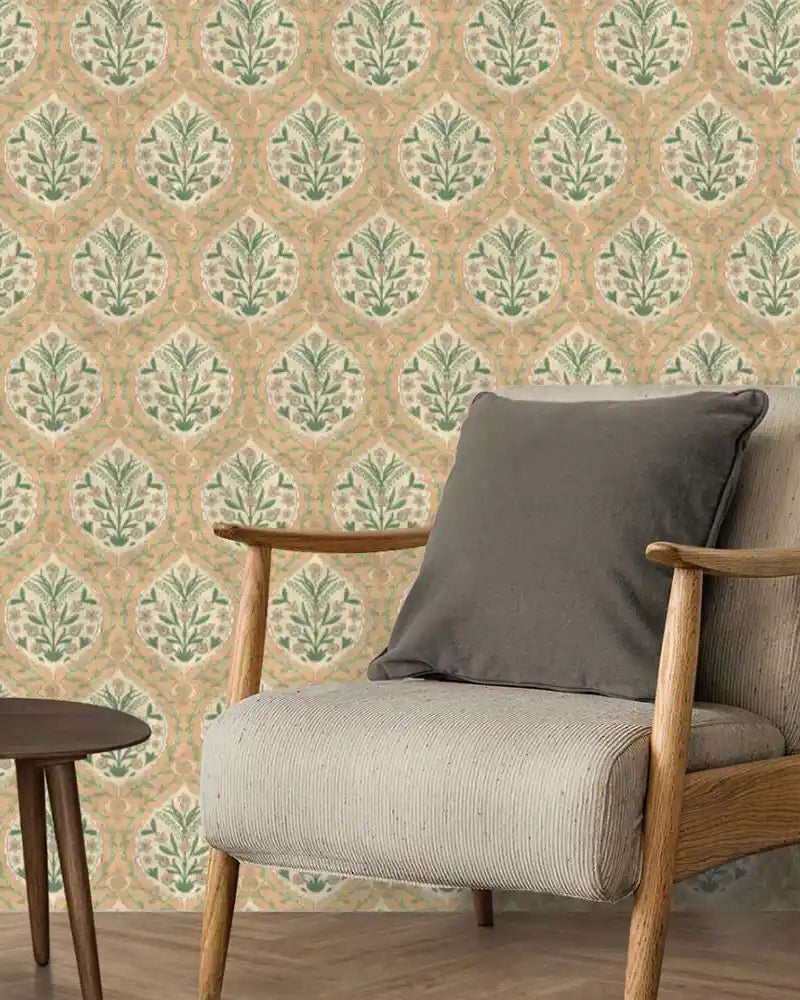 Gulmohar in Yellow - Marble Lotus - Shop Gulmohar Indian Theme Wallpaper Rolls in Yellow